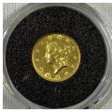 1849 one dollar US gold piece