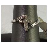 10 k Gold diamond cross ring size 6