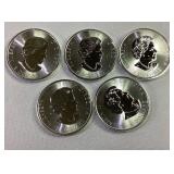 5 Canadian $8 1.5 oz Silver Coins 5 Canadian $8 1.5 oz Silver Coins