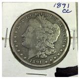 1891 CC Morgan silver dollar 1891 CC Morgan silver dollar