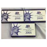 1999, 2000, 2001 US Mint Proof Coin Sets