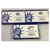 2002, 2003, 2004 Us Mint Proof Coin Sets 2002, 2003, 2004 Us Mint Proof Coin Sets