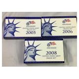 2005, 2006, 2008 US Mint Proof Coin Sets 2005, 2006, 2008 US Mint Proof Coin Sets