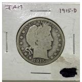 1915 D Barber half dollar 1915 D Barber half dollar