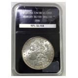 UNC 1886 Morgan silver dollar