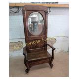 ANTIQUE QUARTER SAWN OAK HALL TREE/ SEAT