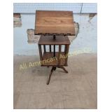 ANTIQUE OAK REVOLVING BOOKCASE W/ BOOK STAND