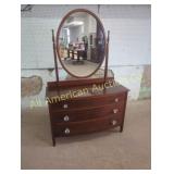 ANTIQUE MAHOGANY DRESSER WITH MIRROR