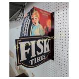 FISK TIRES HEAVY PORCELAIN FLANGE SIGN