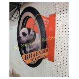 BRAENDER TIRES HEAVY PORCELAIN FLANGE SIGN