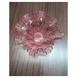 VINTAGE FENTON? CRANBERRY ART GLASS BOWL