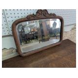 ANTIQUE OAK BEVELED MIRROR