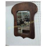 ANTIQUE OAK BEVELED MIRROR