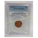 1951 D 1 CENT PCGS MS65RD