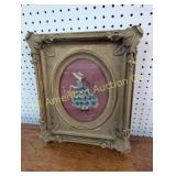ANTIQUE HEAVY FRAMED NEEDLEPOINT/PETIT POINT
