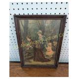 ANTIQUE FRAMED "AUNTIES FLOWER GARDEN"