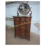 ANTQ QUARTER SAWN OAK SERPENTINE HIGH BOY