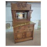 ANTIQUE OAK SIDEBOARD/SERVER WITH MIRROR
