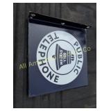 ANTIQUE PORCELAIN BELL SYSTEM PUBLIC FLANGE SIGN