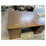 LARGE ANTIQUE OAK PARTNERS DESK