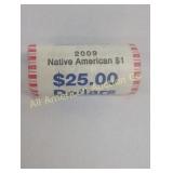 2009 NATIVE AMERICAN $25 ROLL OF $1 COINS