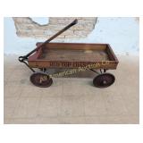 ANTIQUE RED TOP COASTER WOODEN WAGON
