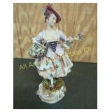 VINTAGE GERMAN FLOWER GIRL PORCELAIN FIGURAL
