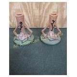 ANTQ ROSEVILLE MAGNOLIA CANDLE HOLDERS 1157-4 1/2