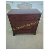 ANTIQUE MAHOGANY LOW CHEST OF DRAWERS