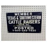 VINTAGE PORCELAIN TEXAS CATTLE RAISERS SIGN