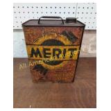 VINTAGE MERIT MOTOR OIL 2 GALLON CAN
