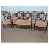 ANTIQUE MAHOGANY 3 PC SETTEE SET