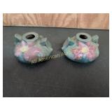 ANTIQUE ROSEVILLE CLEMATIS CANDLEHOLDERS