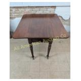 EARLY ANTIQUE CHERRY DROP LEAF TABLE W/ DRAWER