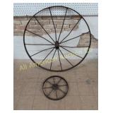 ANTIQUE CAST IRON WAGON WHEELS