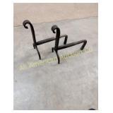 ANTIQUE HAND FORGED WROUGHT IRON ANDIRONS