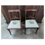 VTG PAIR OF MAHOGANY LYRE BACK CHAIRS