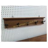 VINTAGE OAK HAT / COAT RACK WITH 5 HOOKS