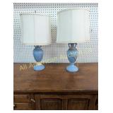 PAIR OF VINTAGE BLUE LAMPS