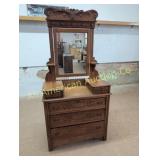 ANTIQUE OAK DRESSER WITH MIRROR