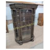 ANTIQUE OAK CHINA CLAW FOOTED CABINET