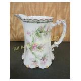 VTG HAVILAND LIMOGES PITCHER PINK & GREEN