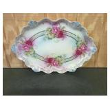VTG AUSTRIA HAND PAINTED PORCELAIN TRAY W/ ROSES