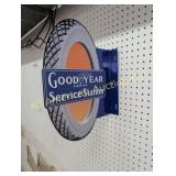 GOODYEAR SERVICE STATION PORCELAIN FLANGE SIGN