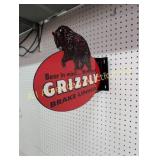 GRIZZLY BRAKE LINING PORCELAIN FLANGE SIGN