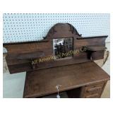 ANTIQUE OAK WALL SHELF WITH MIRROR