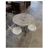 ANTIQUE ICE CREAM TABLE AND 4 CHAIRS