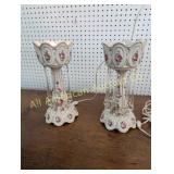 VINTAGE PAIR OF MANTEL LUSTER LAMPS
