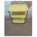 ANTIQUE YELLOW METAL SERVING CART
