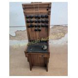 ANTIQUE OAK MANUAL TELEPHONE SWITCHBOARD CABINET